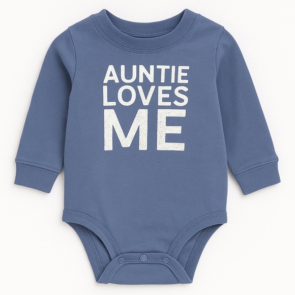 Blue Auntie Loves Me Long Sleeve Onesie - Picture 1 of 5